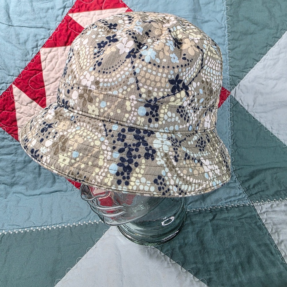 Eddie Bauer Bucket Hat Women One Size Brown Floral Cotton CoolMax Sweatband
